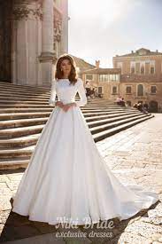 Elegant Wedding Dress Created By Satin And Lace Muslim Wedding Dress Satin Wedding Gown Wedding Dresses Ivory Wedding Dress