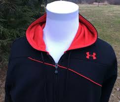 Black And Red Zip Up Hoodie Under Armour Mens Sz Xl Black Red Full Zip Up Hoodie Thermal Sweatshirt Euc Underarmour Hoodie In 2020 Black And Red Under Armour Zip Ups