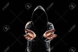 Term used to describe when one's hood is up. Silhouette Of A Man In A Hood On A Black Background The Face Stock Photo Picture And Royalty Free Image Image 122340168
