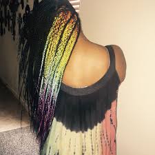 Black And Rainbow Box Braids Box Braids With Ombre Highlights Rainbow Protective Style Box Braids Hairstyles Hair Styles Braided Hairstyles