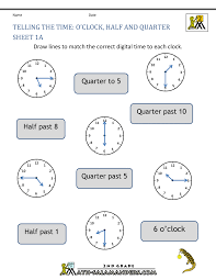 Clock times are oīclock, quarter past and to and half past. Time Worksheet O Clock Quarter And Half Past