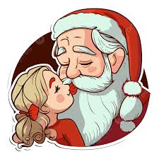 Noel Baba öpüşen Kız üzerinde ücretsiz çıkartma Vektör, Noel Baba Izole  Karikatür Anne öpüşme Ile Etiket Tasarımı, Etiket PNG Resim ve çizimi  ücretsiz Indirmek Için Arka Plan Ile