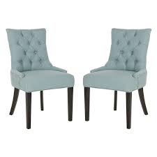 Safavieh 2 Piece Ashley Side Chair Set Side Chairs Blue Dining Chair Tufted Side Chair