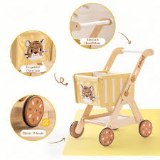 ROBUD Wooden Infant Push Forest King Shopping Cart Walker
