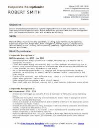 Corporate Receptionist Resume Samples Qwikresume