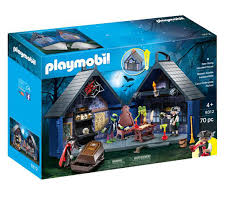 Maison transportable avec trois personnages et de nombreuses pièces de jeux : Maison Hantee Transportable Club Jouet Le Plus Gros Magasin De Jeux Et Jouets A Quebec