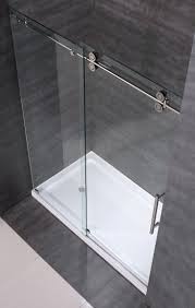 Sdr978 60 Frameless Clear Glass Sliding Shower Door Top View Bathroom Shower Doors Shower Doors Shower Sliding Glass Door