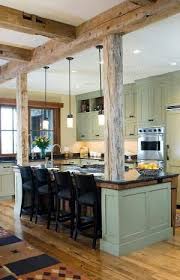 Exposed Wooden Support Beams Ours Will Probably Be In The Living Room By Leila D Leon Rustic Kitchen Design Rustic Kitchen Rustic Modern Kitchen