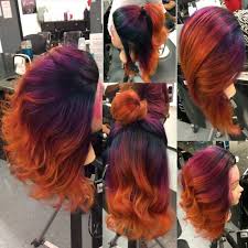 Ombre Balayage Bright Fashion Rainbow Colors Blue Purple Pink Orange Yellow Pastel Pink Orange Ombre Hair Creative Hair Color Sunset Hair