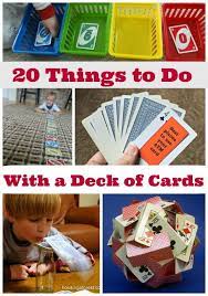 Creative Games Crafts And Learning Challenges That Can All Be Done With A Deck Of Cards Deck Of Cards Afterschool Activities Fun Games For Kids
