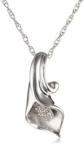 Sterling Silver Calla Lily Diamond Pendant Necklace Lily Necklace Diamond Pendant Sterling Pendant
