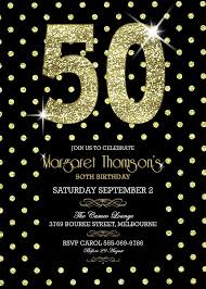 50th Birthday Black And Gold Invitations 50th Birthday Invitation Black Gold Glitter By Westminsterpaperco 50º Cumpleanos Invitaciones Cumpleanos