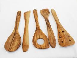 Set Of 5 Olive Wood Medium Utensils Set 1 Spoon 1 Spatula 2 Sauce Spoons 1 Pierced Spatulas Kitchen Cooking Utensils Tools Olive Wood Utensils Olive Wood Wood Utensils