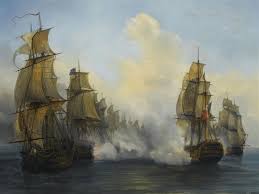 Peinture D Auguste Mayer Representant Le Combat Du 118 Canons Le Wagram Le 5 Novembre 1813 Navire De Ligne Voile Bateau Bateaux