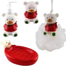 Durable and versatile, our bathroom accessories sets will coordinate perfectly with our other items such as our towels, bath mats and more. Pelo Bathroom Set For Kids Kids Bathroom Accessories Soap Dispenser Bathing Loofah Kids Lotion Dispenser For Kids Boys And Girls Set Of 4 Pack Of 1 Bath Toy Multicolor Buy Online In Antigua