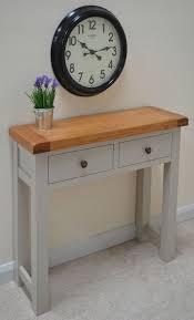 Painted Oak Console Table Solid Grey Hallway Table 2 Drawer New Swainswick Ebay Oak Console Table Oak Consoles Hall Table