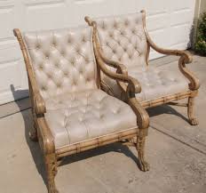 Pair Maitland Smith Leather Bamboo Arm Chairs Ebay Vinyl Armchair Wood Rectangle Dining Table Fabric Armchairs
