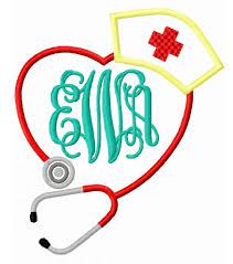 Stethoscope Heart With Nurses Cap Monogram Frame Nurse Embroidery Designs Machine Embroidery Projects Monogram Frame