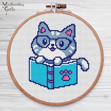So on the next row, you assume that the chain 3 counts as the first dc. Reading Cat Cross Stitch Pattern Dmc Cross Stitch Pattern Etsy In 2021 Unique Cross Stitch Cat Cross Stitch Pattern Tiny Cross Stitch