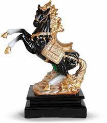 Maybe you would like to learn more about one of these? Krishnagallery1 Gold Black With Wooden Base Antique Horse Statue Showpiece Vastu Decorative Figurine Home Interior Decor