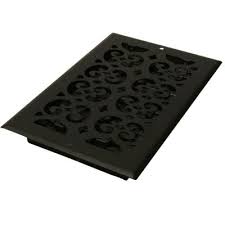 Decor Grates 14 In X 6 In Cast Iron Black Steel Scroll Wall And Ceiling Register St614w The Home Depot Wall Registers Wall Vent Covers Black Steel
