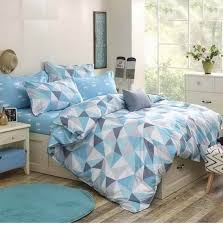 Blue With Triangle Print Teenager S Men S Bedding Set Duvet Cover King Queen Full Size Duvet Bedding Sets Bedding Sets Mens Bedding Sets