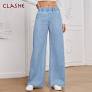 Clashe Palazzo JEANS Women Elastic Waistband Casual Plus Size S-10XL Denim Pants Wanita Solid Color Celana Baggy Jeans from www.fastmoss.com