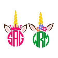 Download Unicorn Flowers Monogram Cuttable Frame
