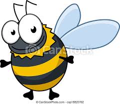 Download in under 30 seconds. Flying Cartoon Bumble Bee Or Hornet With Colorful Black And Yellow Stripes And A Happy Smile Isolated On White Canstock