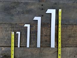 Collection by stylishly numbered ltd. 6 Modern House Numbers Brushed Aluminum Stud Mounted Metal Address N Timber Art Signs