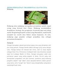 Congkak merupakan sejenis permainan tradisional melayu. Jenis Permainan Tradisional Kaum Cina
