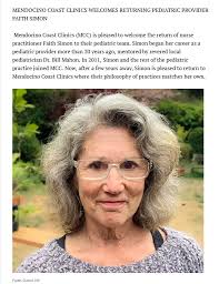 Faith Simon has rejoined Mendocino Coast Clinic's pediatric department.