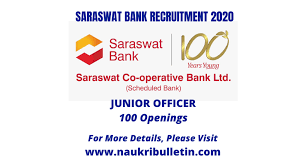 Saraswat Bank Recruitment 2020 Saraswat Co Op Bank Ltd Has Invited Applications For The Post Of 100 Junior Officers Plea In 2020 Recruitment Apply Online Job Opening
