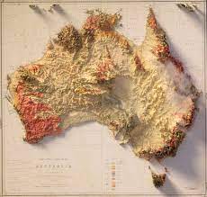 Australia Dusk 3d Rendered Map Map Cartography Map Art