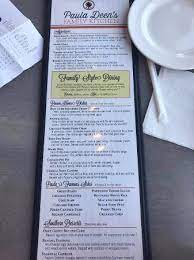 This sofa features sock arms, a high waterfall skirt, and all the comforts of home! Lunch And Dinner Menu Picture Of Paula Deen S Family Kitchen Myrtle Beach Tripadvisor