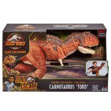 Carnotaurus attacks a larger sinoceratops, isla nublar (6/23/2018) Super Colossal Carnotaurus Toro Action Figure Dino Escape Jurassic World Camp Cretaceous 41 Cm Blacksbricks