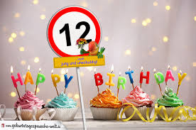 12 Geburtstag Geburtstagswunsche Mit Schild Und Alter Auf Karte Geburtstagsspruche Welt