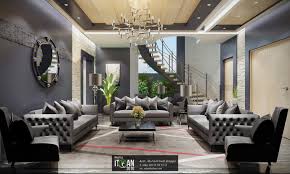 Grey can work with warmer colouring. Modern Living Room Blue Grey Color And Yellow Stones Itqan 2010