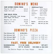 Early Version Of The Domino S Menu Dominos Pizza Domino Order Pizza