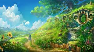 Landscape The Lord Of The Rings Sky The Shire Bilbo Baggins Bag End Landscape The Lord Of The Rin Anime Scenery Scenery Wallpaper Anime Scenery Wallpaper