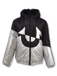 True Religion Metallic Hooded Insulated Flight Jacket