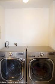 Cabinets over washers and dryers can be beneficial for products, linens, towels or any other item. Diy Floating Shelves Laundry Room Four Generations One Roof