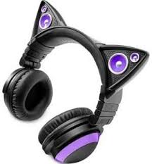 Brookstone Axent Wear Cat Ear Led Headphones Purple Best In Ear Headphones Headphones Best Gaming Headset