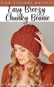 Free Crochet Beanie Pattern Quick And Easy Crochet Hat Easy Breezy Chunky Beanie Easy Crochet Hat Crochet Hat For Beginners Crochet Hat Free