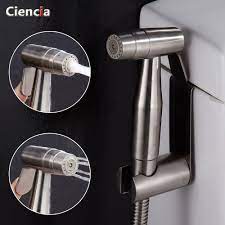 Free Shipping 304 Stainless Steel Brushed Nickle Double Water Mode Bidet Sprayer Shattaf Hand Held Shower For Toi Bidet Sprayer Stainless Steel Bathroom Bidet