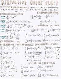 A Scanned Copy Of My Complete List Of Derivatives My Professor Offered This Bonus Assignment And Told Us The Best One Wou In 2020 Studying Math Math Notes Ap Calculus