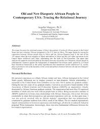 Pdf Old And New Diasporic African People In Contemporary Usa Tracing The Relational Journey