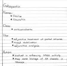 Gabapentin Nursing School Survival Pharmacology Nursing Medical Knowledge