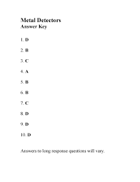 Metal Detectors Answers Nonfiction Reading Activities Reading Comprehension Worksheets Nonfiction Reading