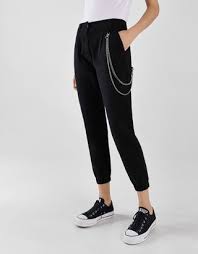 Bershka Black Cargo Pants With Chain Utility Joggers Trousers Bershka United Kingdom Fashion Clothes For Women Outfits